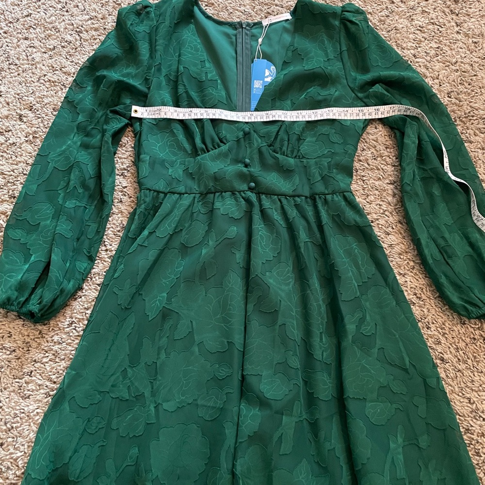 Cupshe Green A-Line Bishop Sleeve Dress